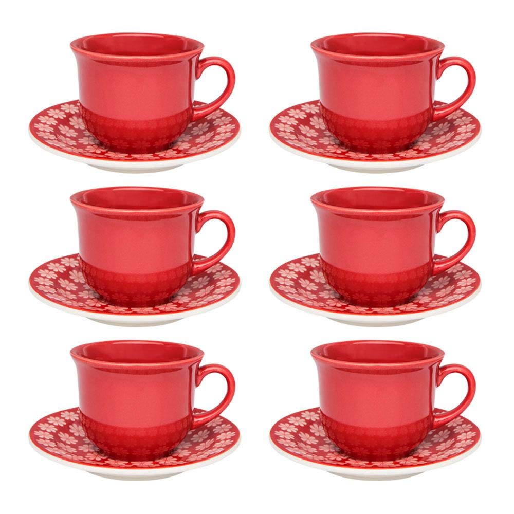 Conjunto de Xícaras Vermelhas 6 Peças